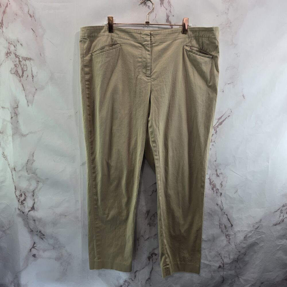 J Jill Pants Women 16 X 27 Tan Brown Mid Rise Khaki Short Crop Chino Tapered
